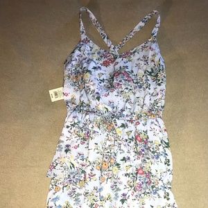 A NEW DAY Blue Floral Tier Ruffled Dress